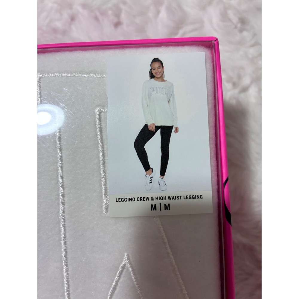 Victorias Secret PINK Legging Crew Sweatshirt and High Waist Legging Set White M